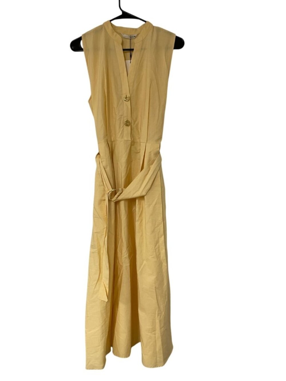 Zara Womens Poplin Belted Midi Dress M Medium Butter Flared Hem 5029/128 NWT - Picture 3 of 15